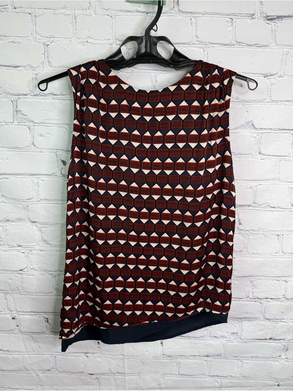 AX Armani Exchange Layered Geometric Print Top Small